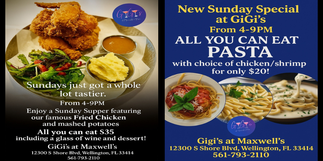 Fried Chicken & Pasta Specials Gigi's, Maxwell's Plum